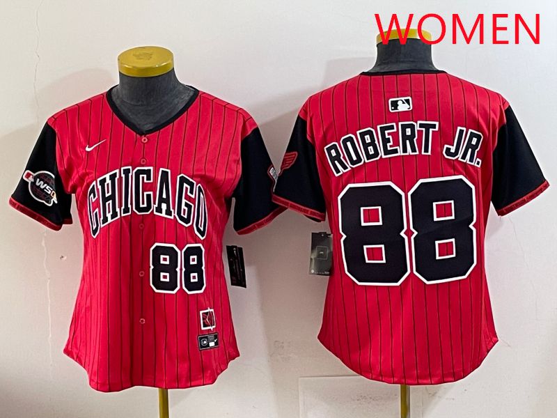 Women 2025 Chicago White Sox #88 Robert jr Red Joint Name Nike MLB Jersey style 24